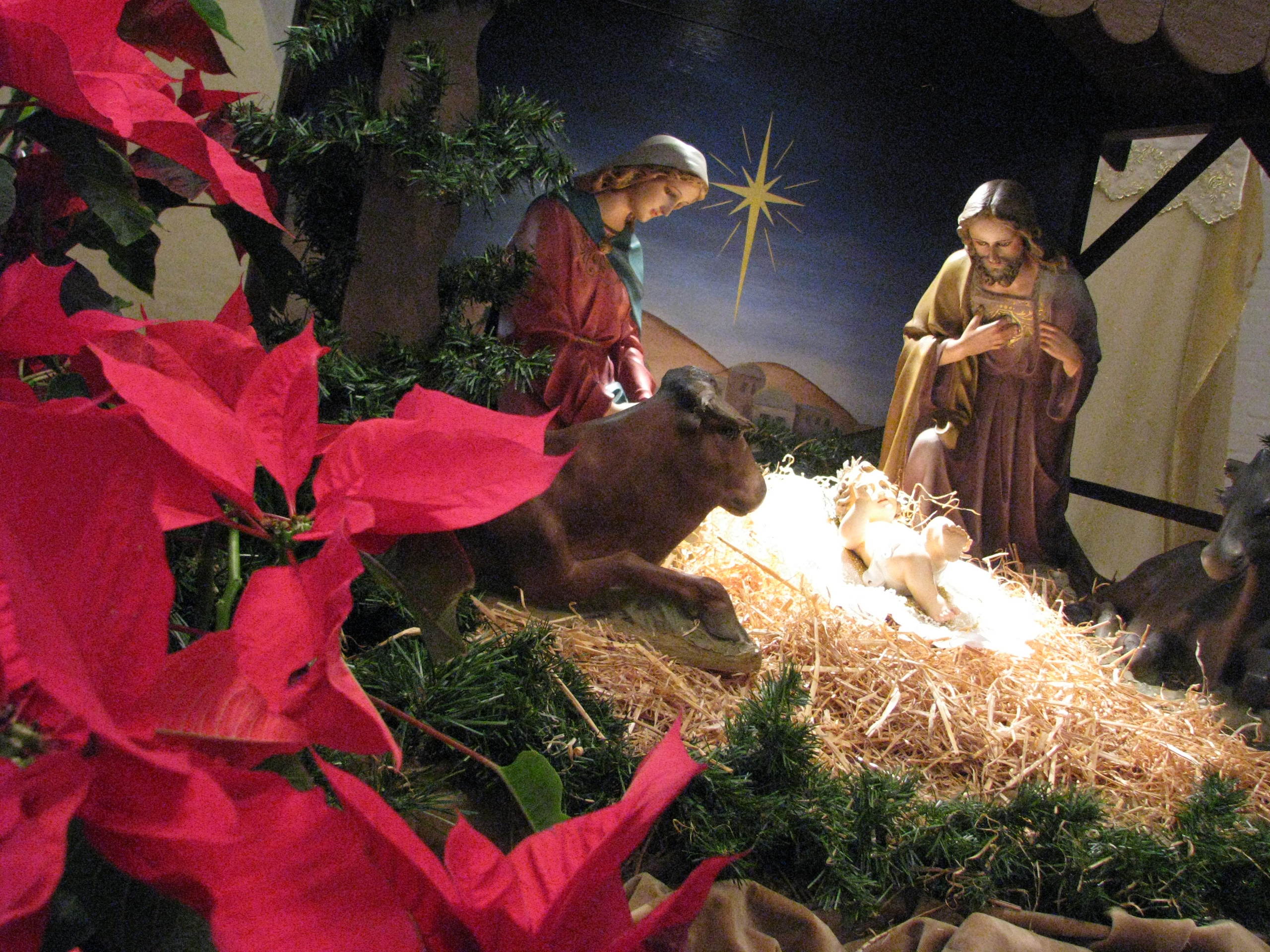image of nativity, with Jesus in manger