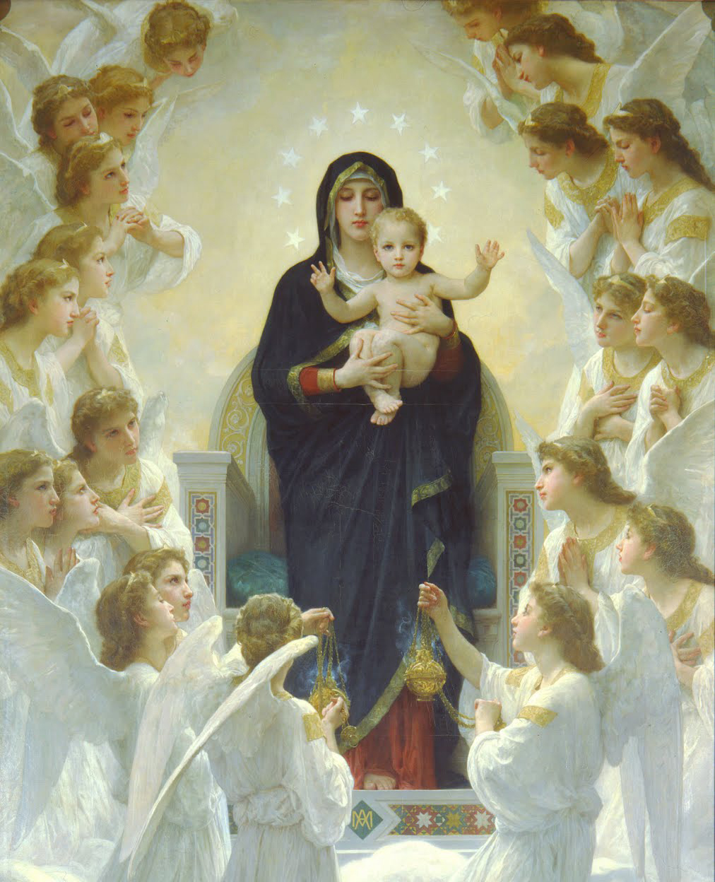 Our Lady of the Angels, Mary holding Jesus surrounded by angels