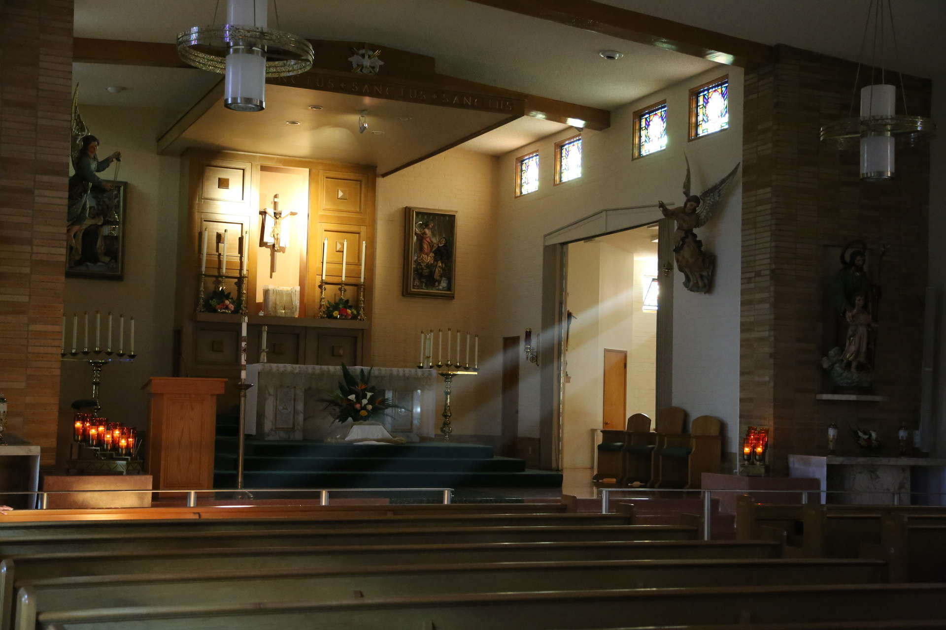 Light rays entering chapel through window