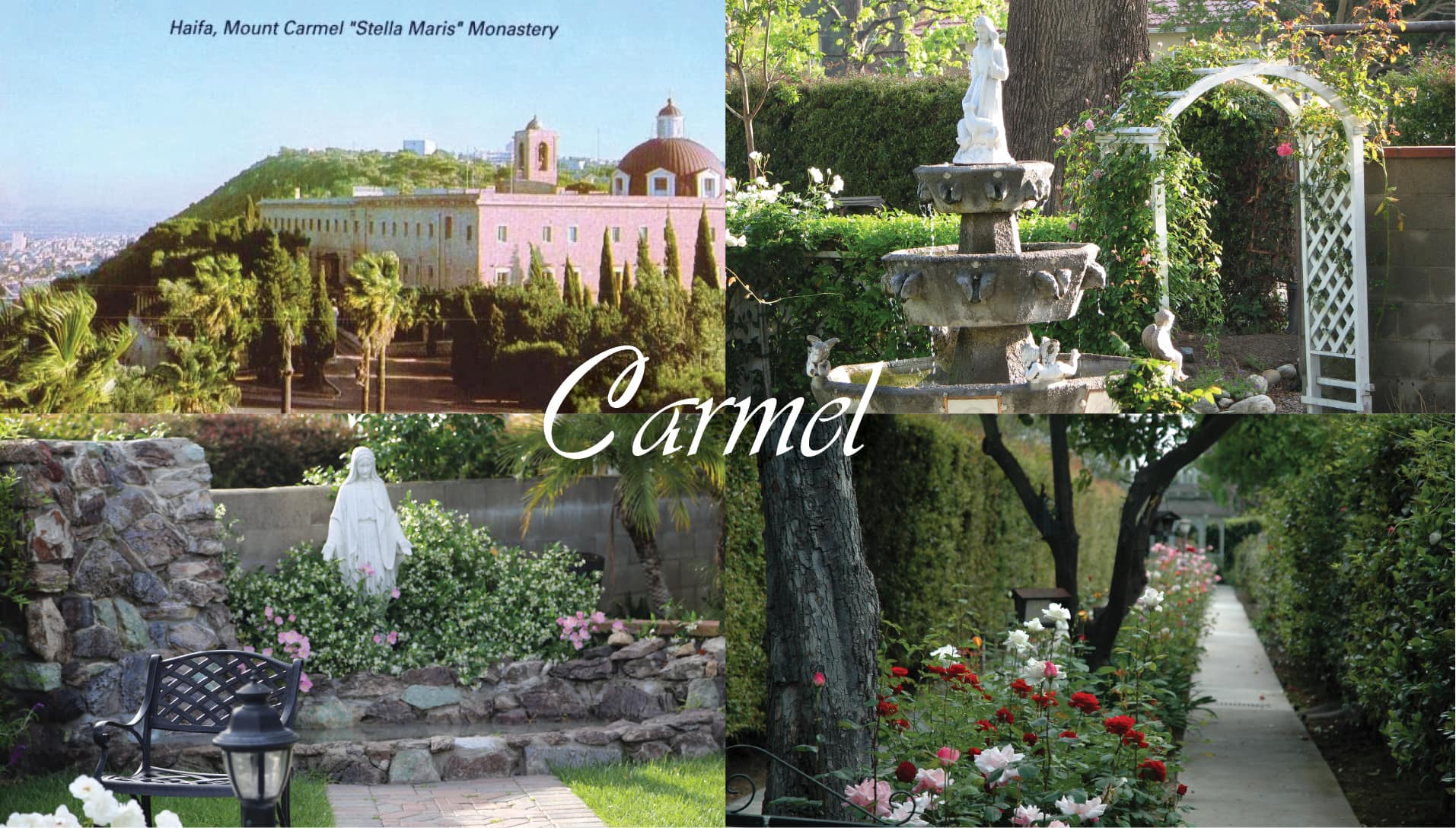 collage of gardens, "Haifa, Mount Carmel 'Stella Maris' Monastey"