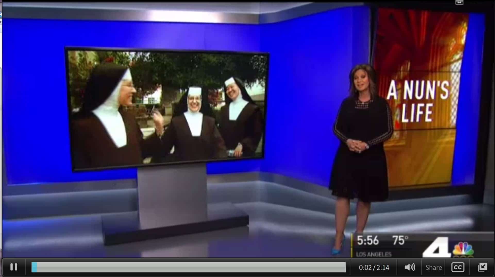 screenshot from NBC4 new, showing sisters and broadcaster, 'a nun's life'