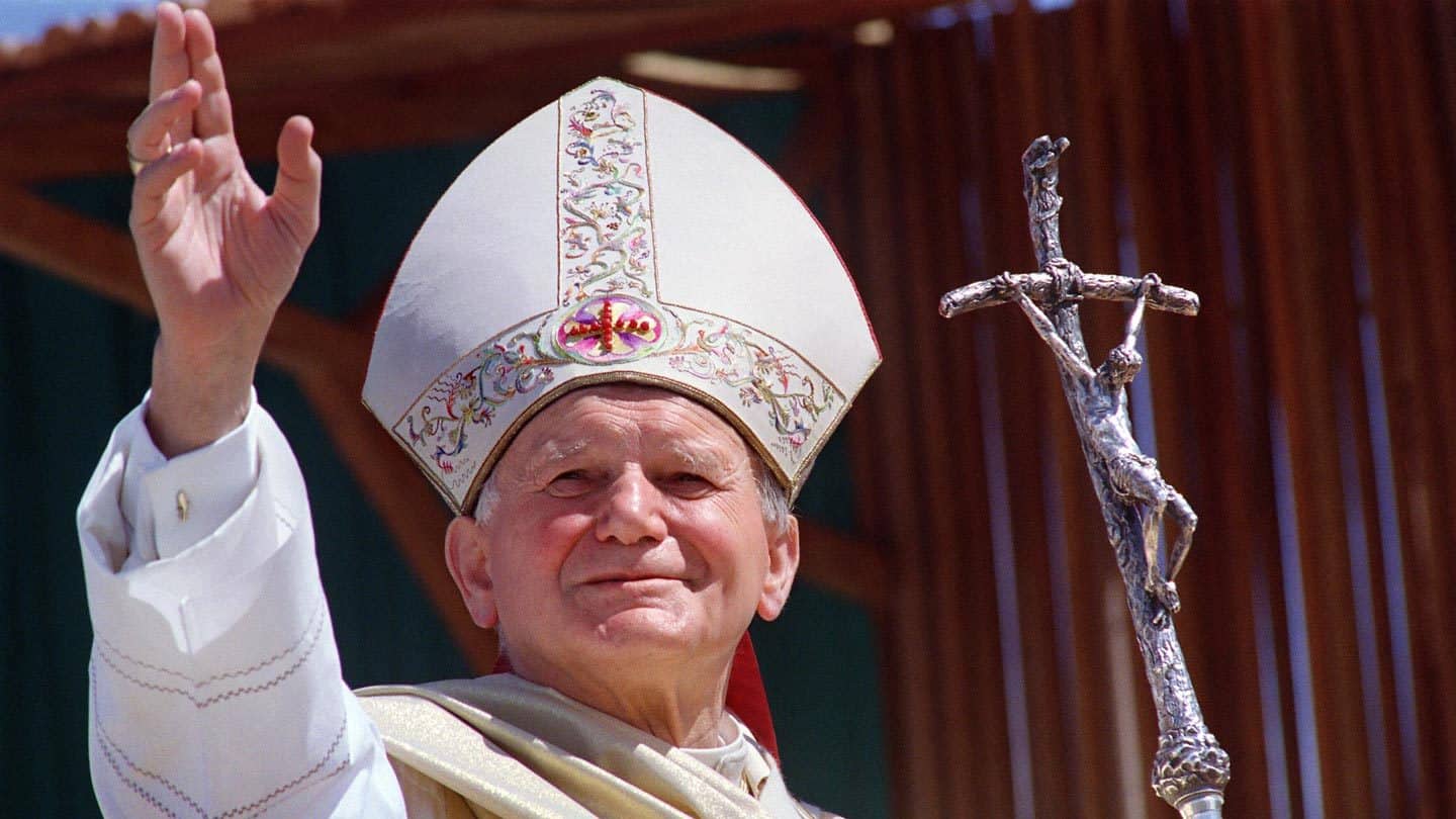 St. Pope John Paul II waving