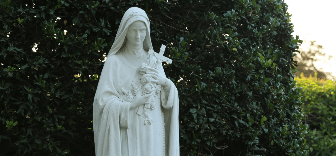 St. Therese statue in garden
