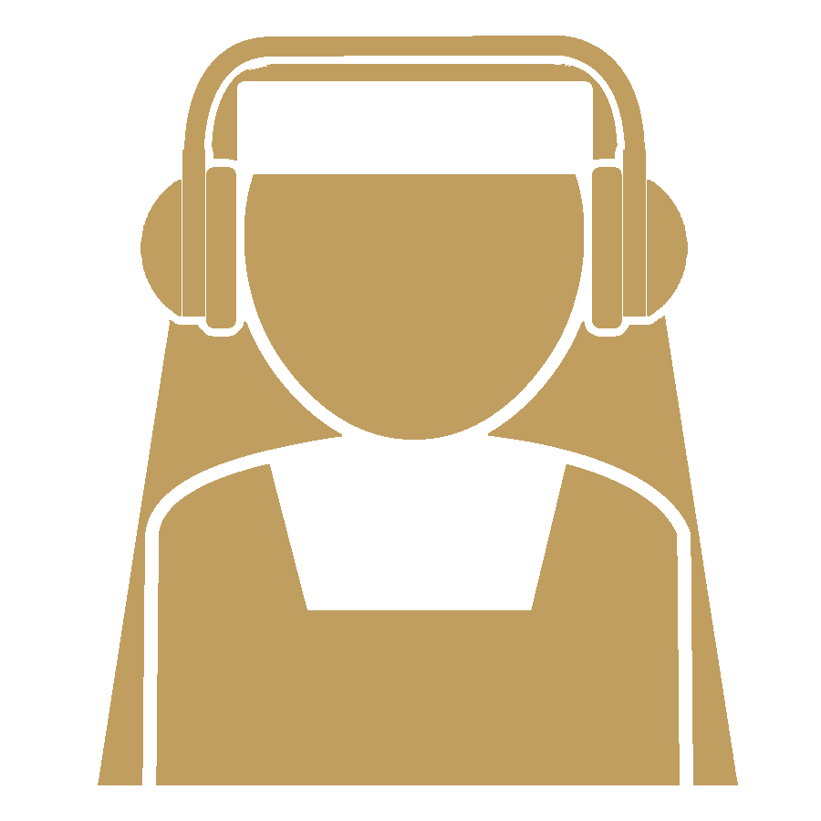 Sister wearing headphones gold icon